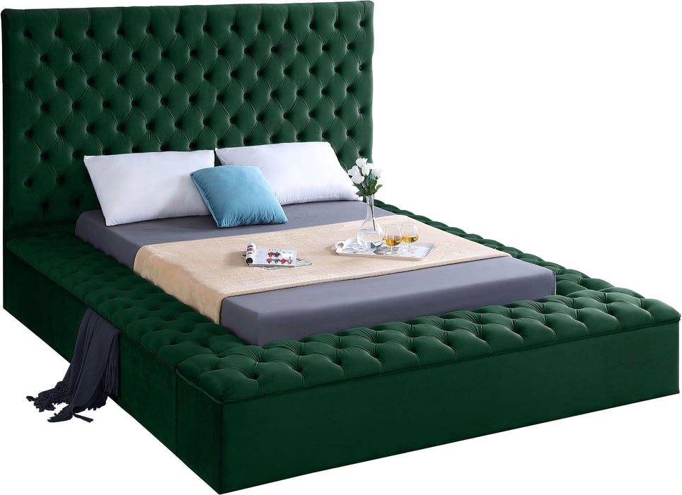 Bliss Green Velvet King Bed (3 Boxes) - James Furniture (NY)