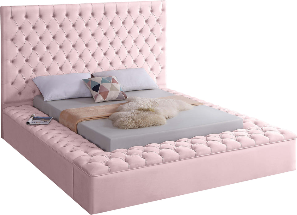 Bliss Pink Velvet King Bed (3 Boxes) - James Furniture (NY)
