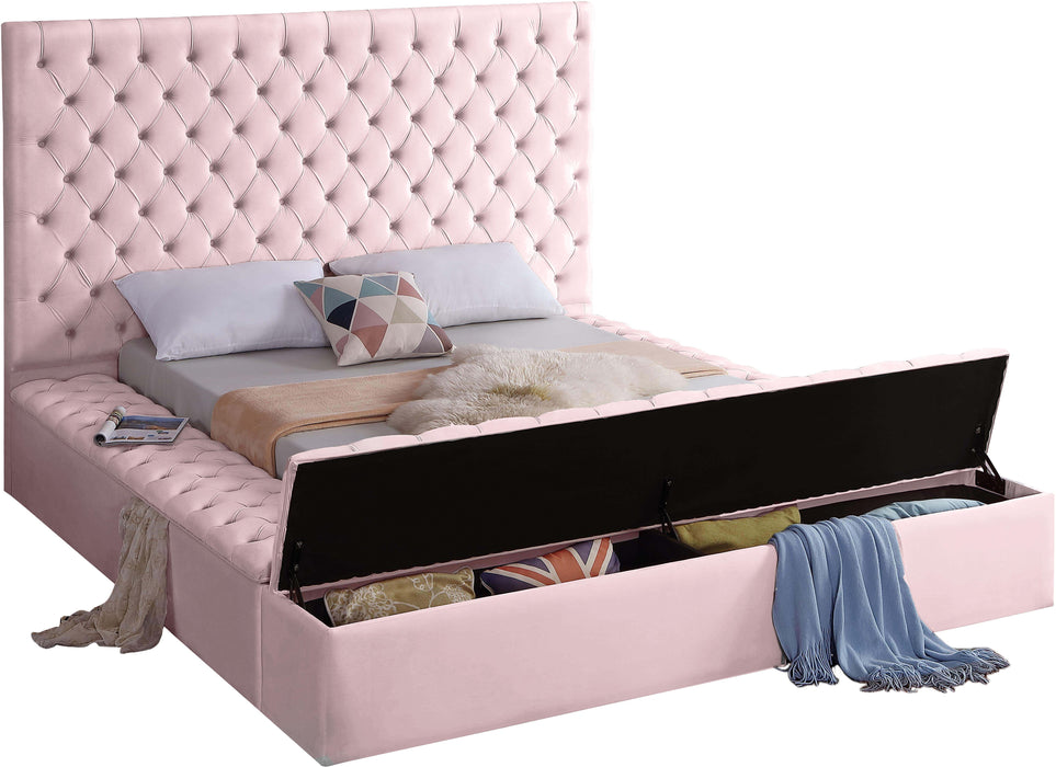 Bliss Pink Velvet King Bed (3 Boxes) - James Furniture (NY)