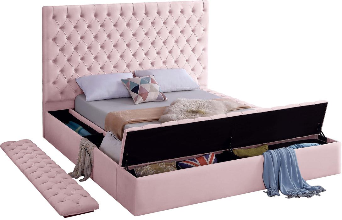 Bliss Pink Velvet King Bed (3 Boxes) - James Furniture (NY)