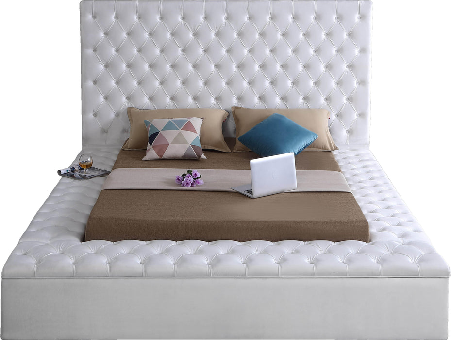 Bliss White Velvet Full Bed (3 Boxes)