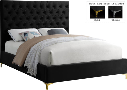 Cruz Black Velvet King Bed - James Furniture (NY)