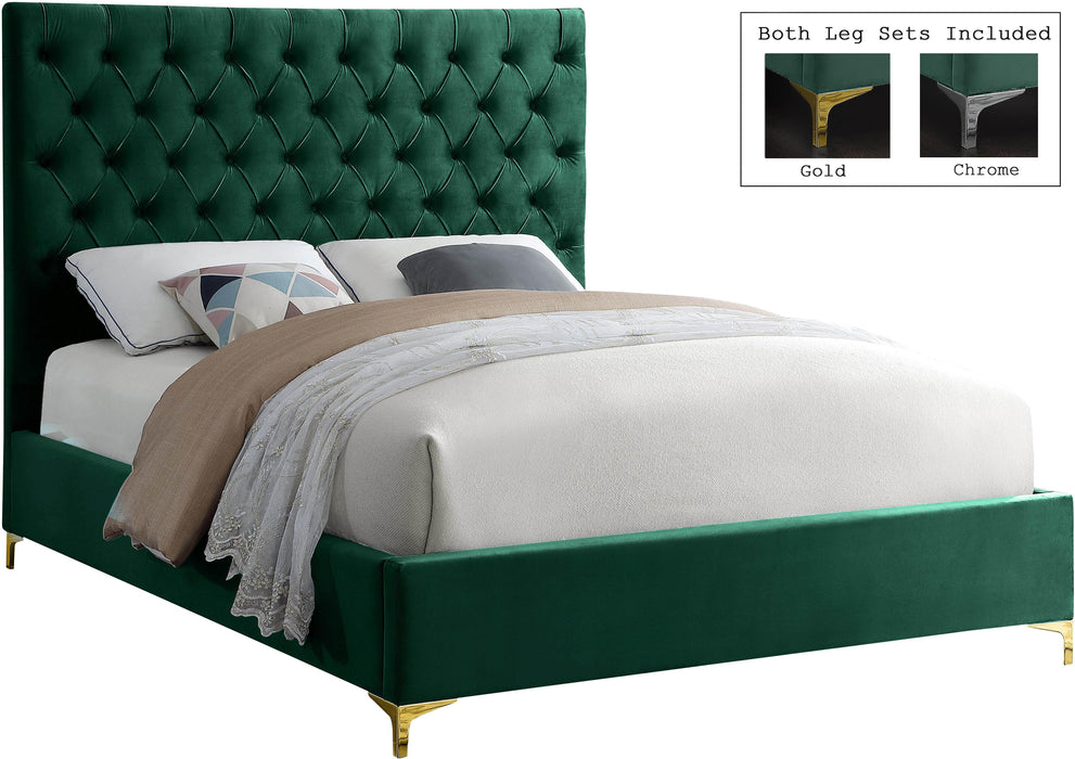 Cruz Green Velvet King Bed - James Furniture (NY)