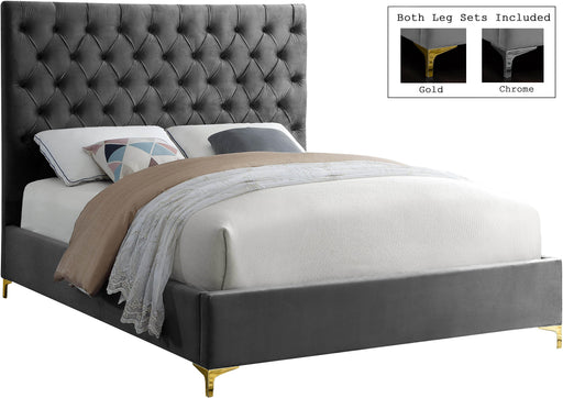 Cruz Grey Velvet Queen Bed - James Furniture (NY)