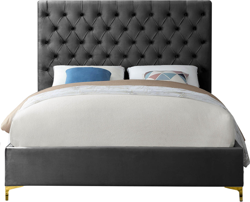Cruz Grey Velvet Queen Bed - James Furniture (NY)
