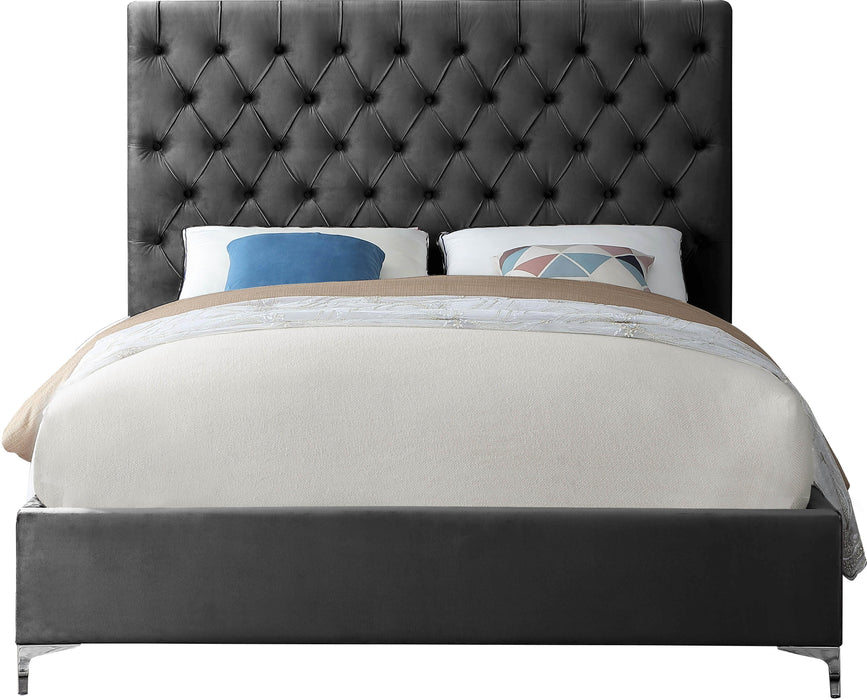 Cruz Grey Velvet Queen Bed - James Furniture (NY)