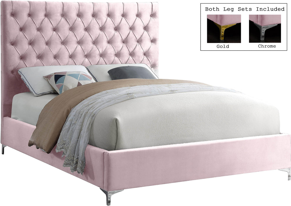 Cruz Pink Velvet King Bed - James Furniture (NY)