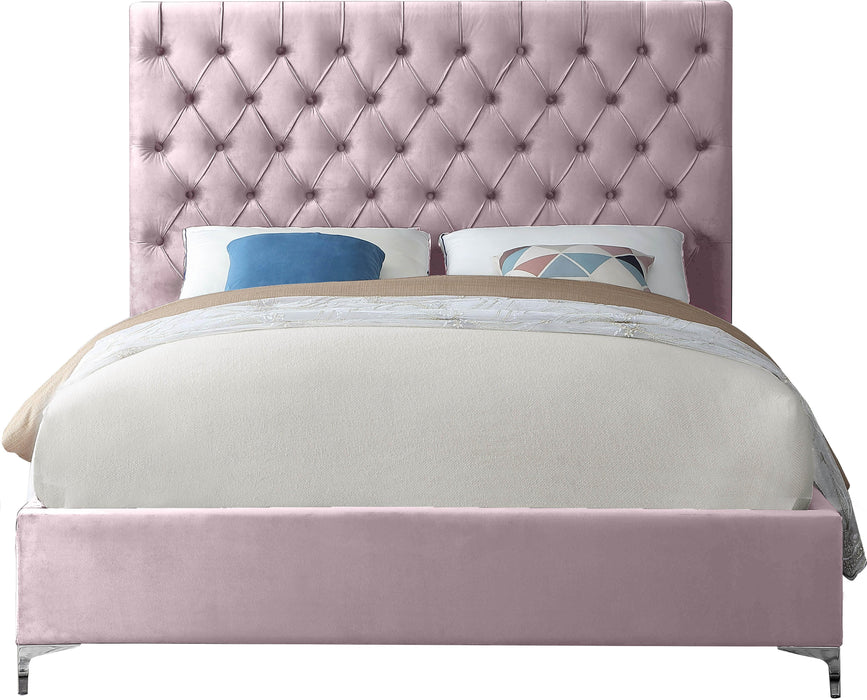 Cruz Pink Velvet King Bed - James Furniture (NY)