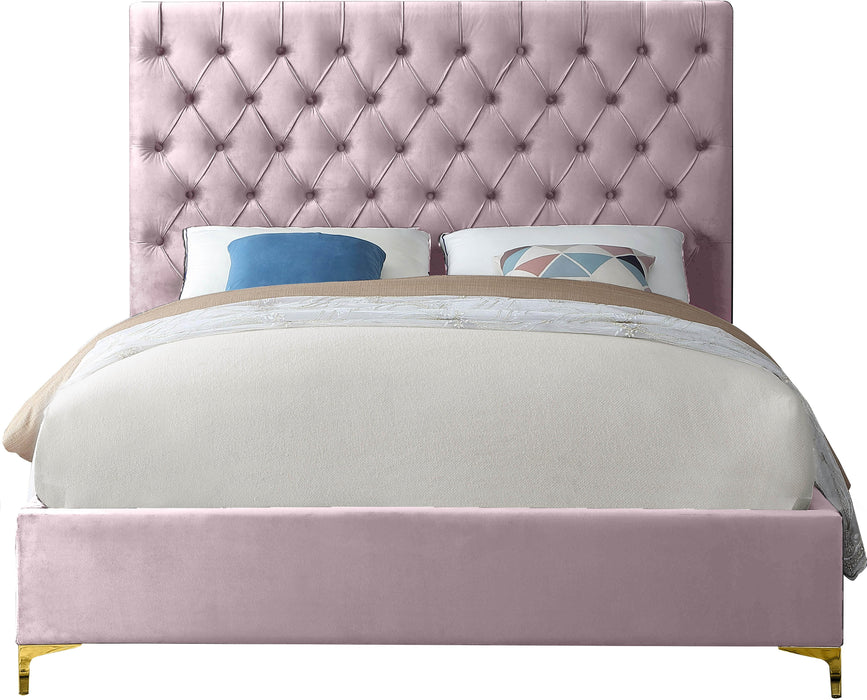 Cruz Pink Velvet King Bed - James Furniture (NY)