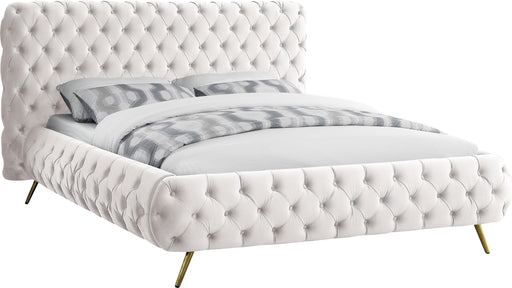 Delano Cream Velvet Queen Bed - James Furniture (NY)