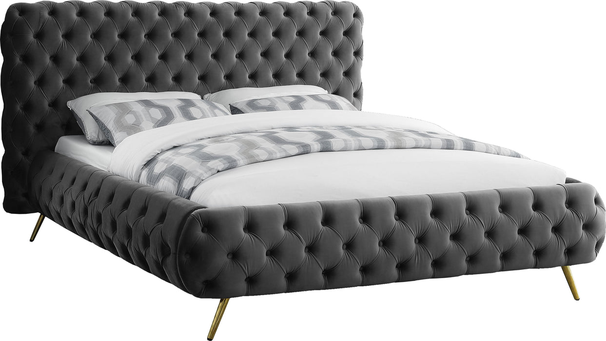 Delano Grey Velvet Queen Bed - James Furniture (NY)