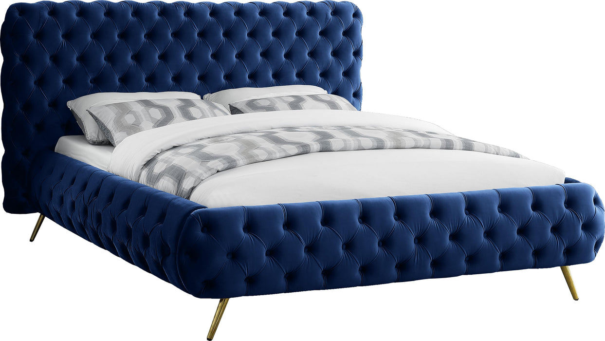 Delano Navy Velvet King Bed - James Furniture (NY)