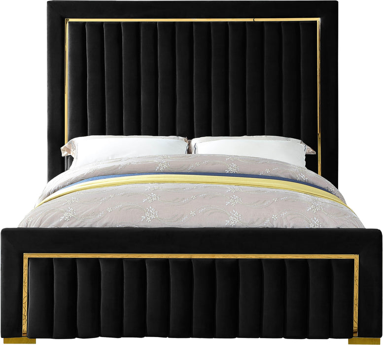 Dolce Black Velvet Queen Bed (3 Boxes) - James Furniture (NY)