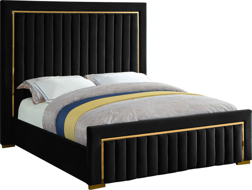 Dolce Black Velvet Queen Bed (3 Boxes) - James Furniture (NY)