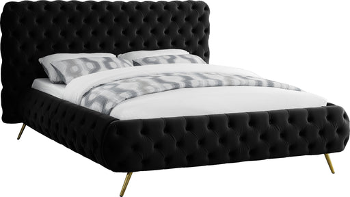 Delano Black Velvet Queen Bed - James Furniture (NY)