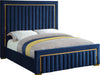 Dolce Navy Velvet Queen Bed (3 Boxes) - James Furniture (NY)