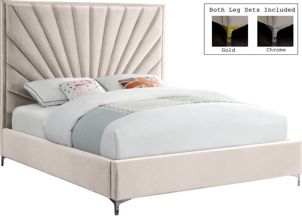 Eclipse Cream Velvet Queen Bed