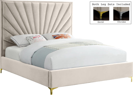 Eclipse Cream Velvet Queen Bed - James Furniture (NY)