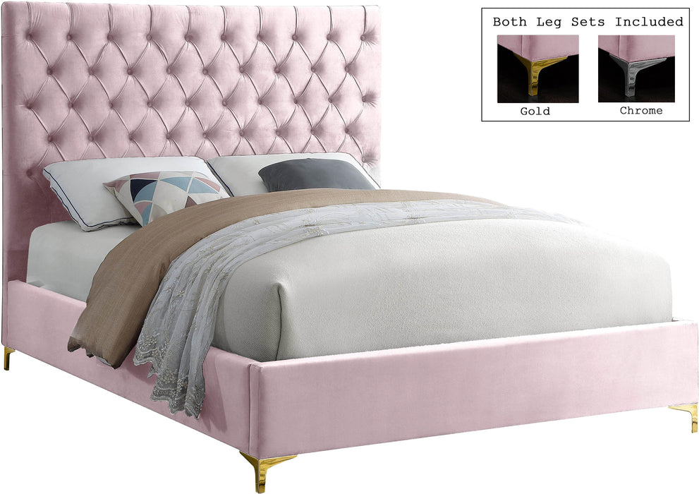 Cruz Pink Velvet King Bed - James Furniture (NY)