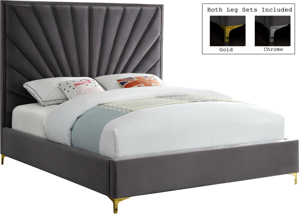 Eclipse Grey Velvet Queen Bed - James Furniture (NY)