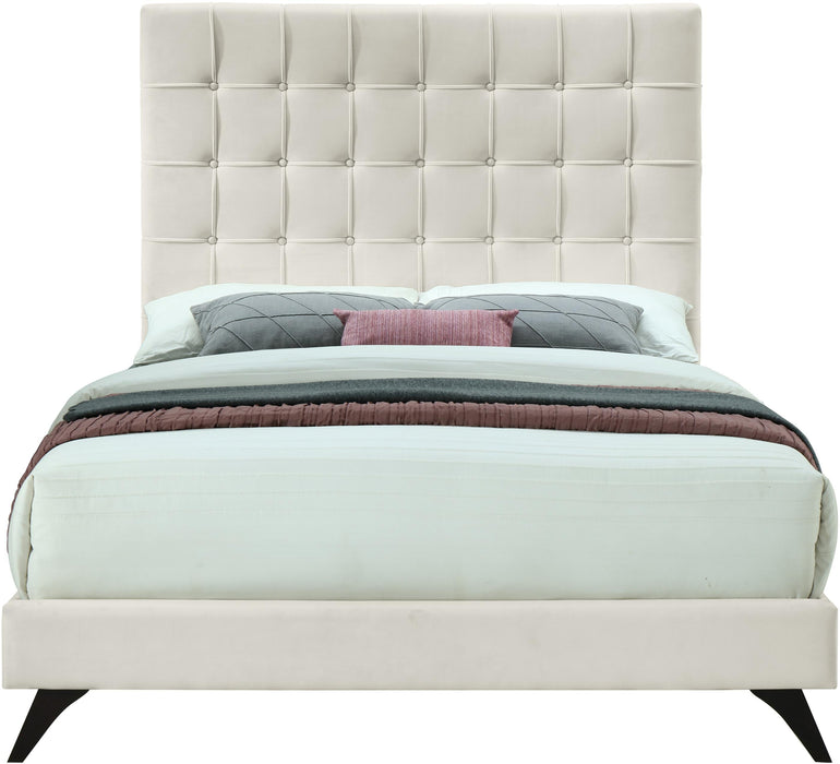 Elly Cream Velvet King Bed - James Furniture (NY)