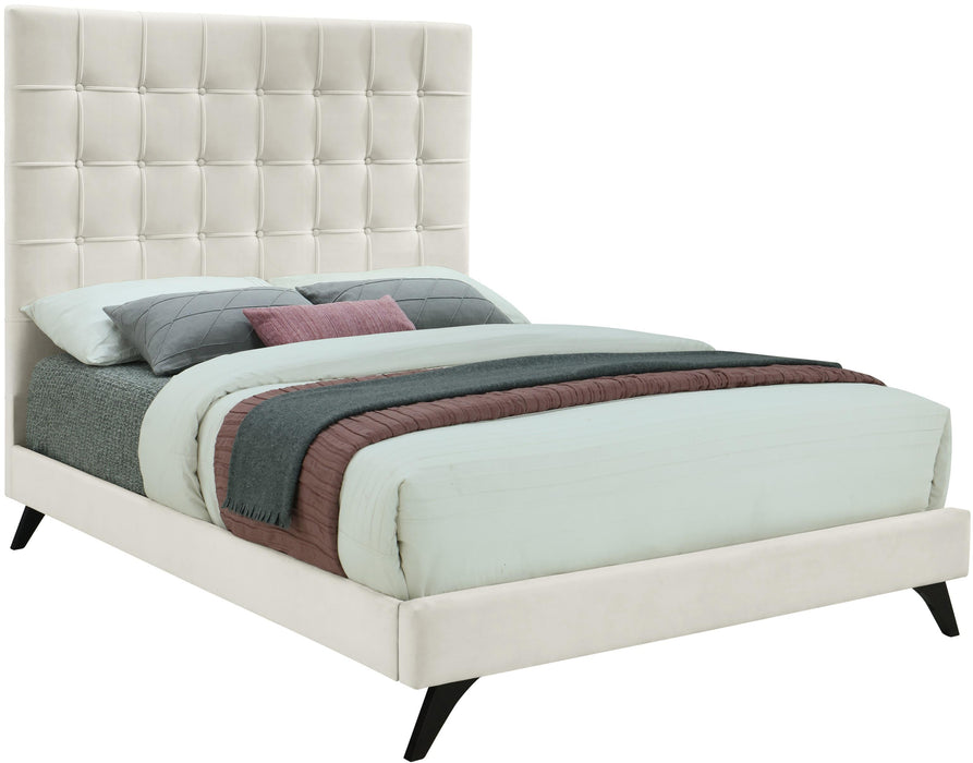 Elly Cream Velvet King Bed - James Furniture (NY)