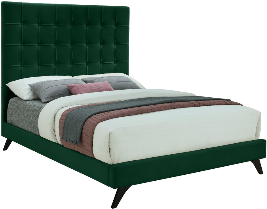 Elly Green Velvet Queen Bed - James Furniture (NY)