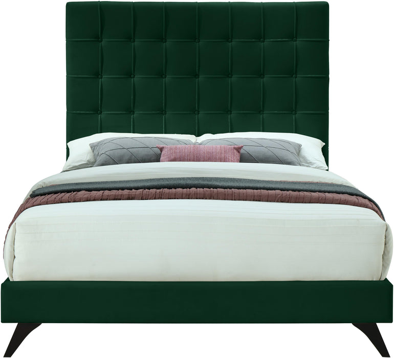 Elly Green Velvet Queen Bed - James Furniture (NY)