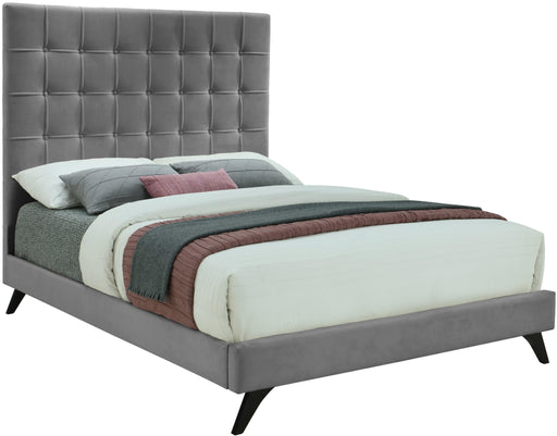 Elly Grey Velvet Queen Bed - James Furniture (NY)