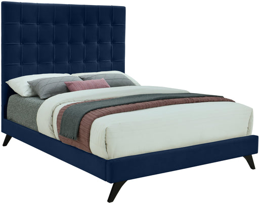 Elly Navy Velvet Queen Bed - James Furniture (NY)
