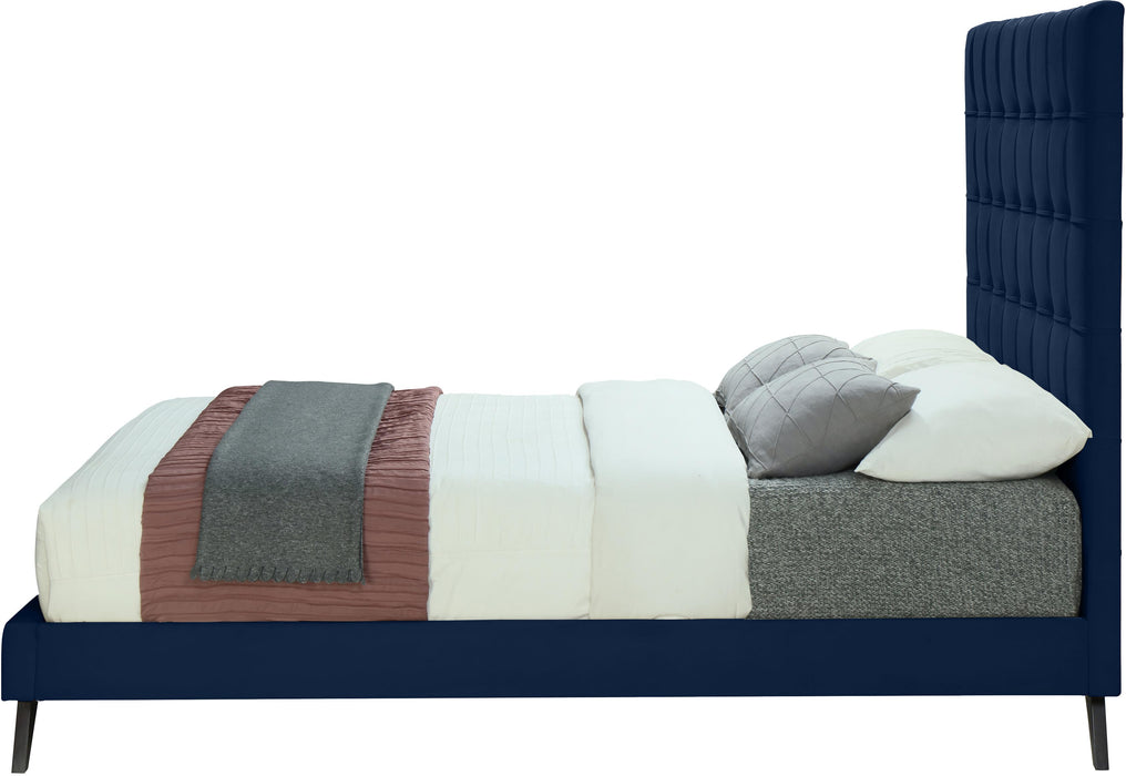 Elly Navy Velvet Queen Bed - James Furniture (NY)