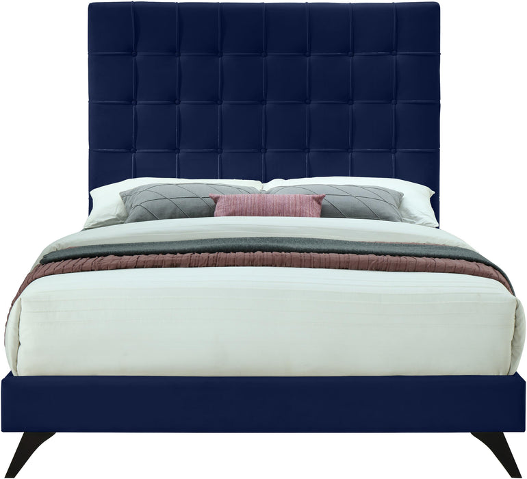 Elly Navy Velvet Queen Bed - James Furniture (NY)
