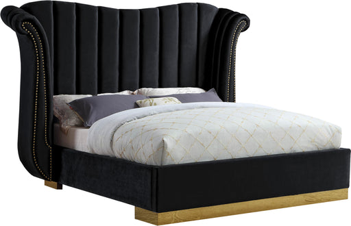 Flora Black Velvet Queen Bed (3 Boxes) - James Furniture (NY)