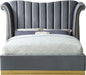 Flora Grey Velvet Queen Bed (3 Boxes) - James Furniture (NY)