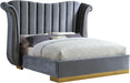 Flora Grey Velvet Queen Bed (3 Boxes) - James Furniture (NY)