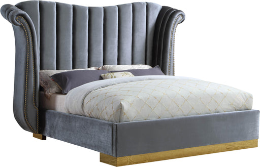 Flora Grey Velvet Queen Bed (3 Boxes) - James Furniture (NY)