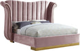 Flora Pink Velvet King Bed (3 Boxes) - James Furniture (NY)