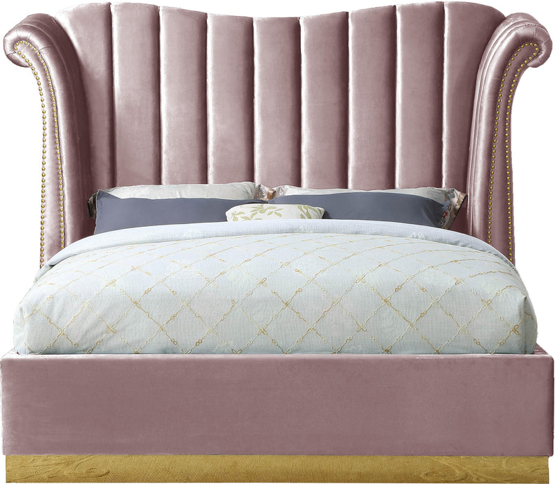 Flora Pink Velvet Queen Bed (3 Boxes) - James Furniture (NY)