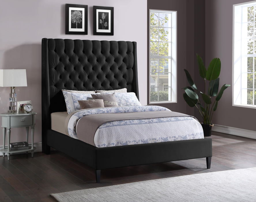 Fritz Black Velvet Queen Bed