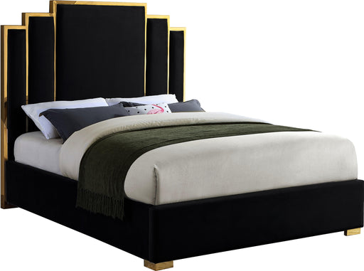 Hugo Black Velvet Queen Bed - James Furniture (NY)