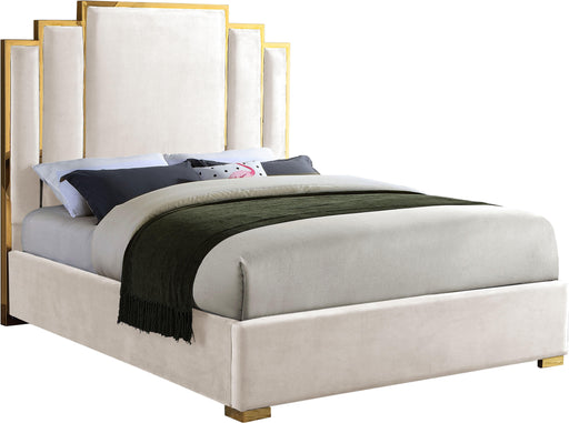 Hugo Cream Velvet Queen Bed - James Furniture (NY)