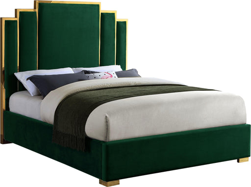 Hugo Green Velvet Queen Bed - James Furniture (NY)