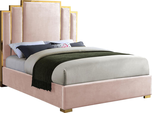 Hugo Pink Velvet Queen Bed - James Furniture (NY)