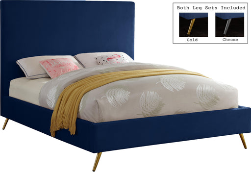 Jasmine Navy Velvet Queen Bed - James Furniture (NY)