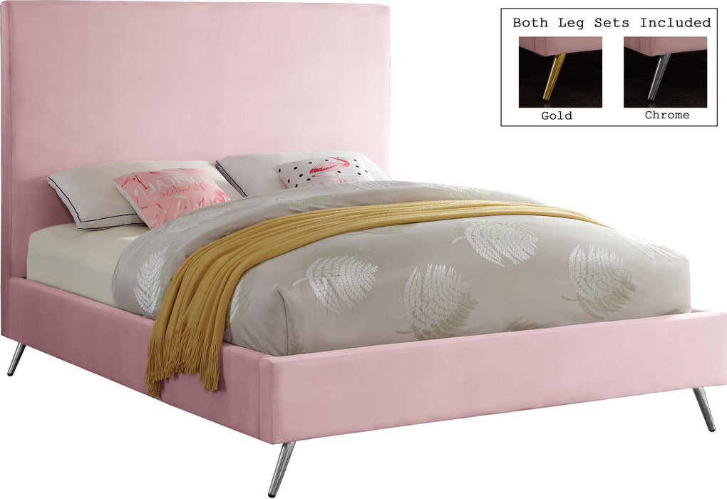Jasmine Pink Velvet Queen Bed - James Furniture (NY)