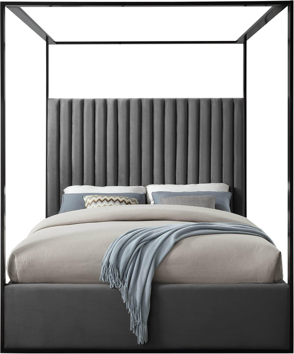 Jax Grey Velvet Queen Bed - James Furniture (NY)