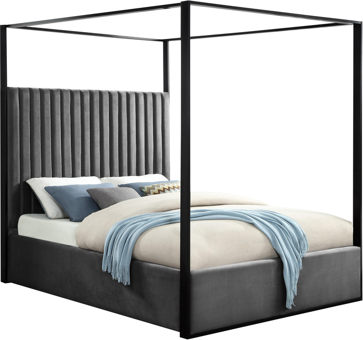 Jax Grey Velvet Queen Bed - James Furniture (NY)