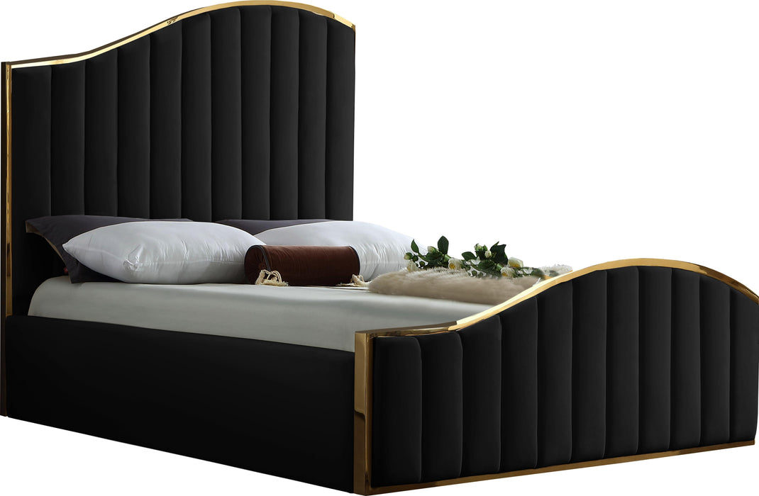 Jolie Black Velvet King Bed (3 Boxes) - James Furniture (NY)