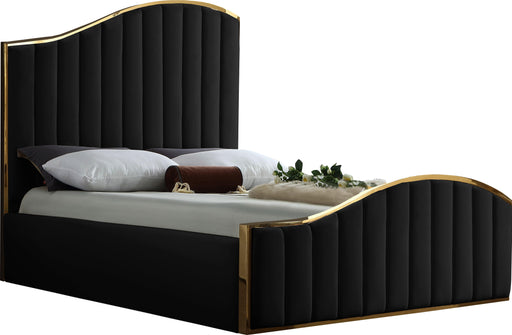 Jolie Black Velvet King Bed (3 Boxes) - James Furniture (NY)