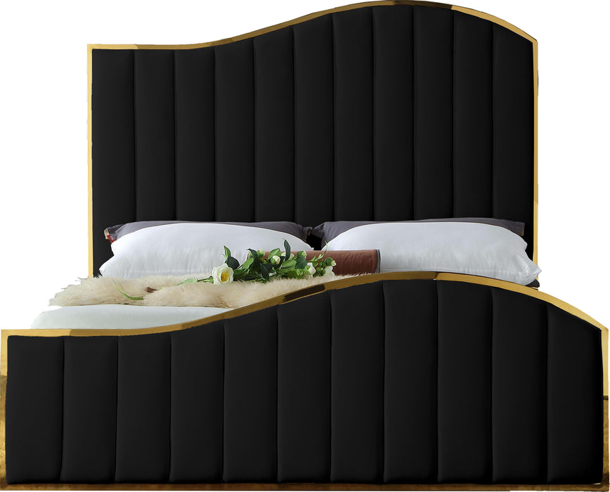 Jolie Black Velvet King Bed (3 Boxes) - James Furniture (NY)